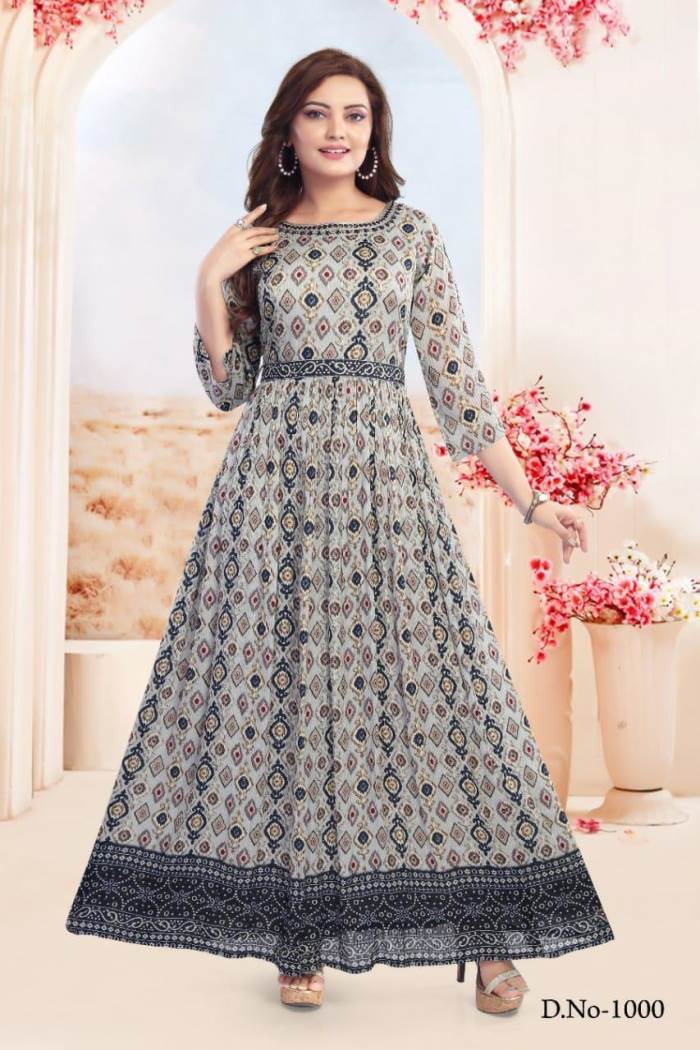 Grey Color Casual Wear gown Kurti