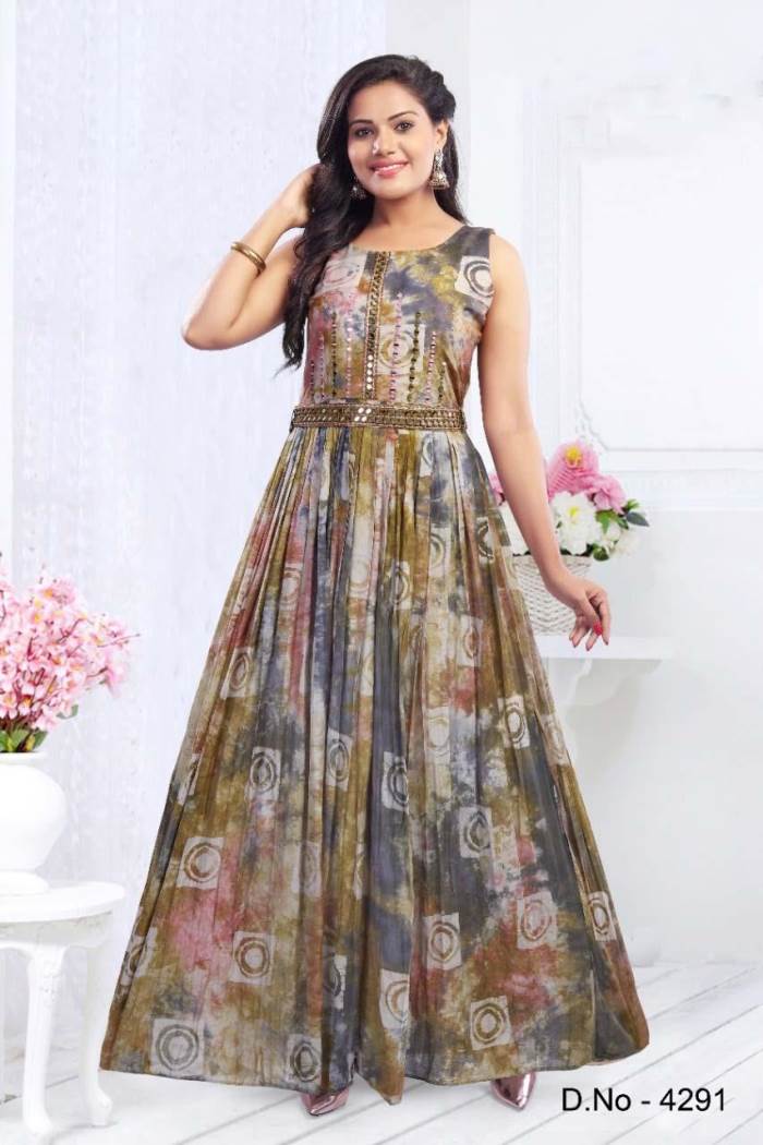 Printed Color Party Wear Designer Gown Kurti