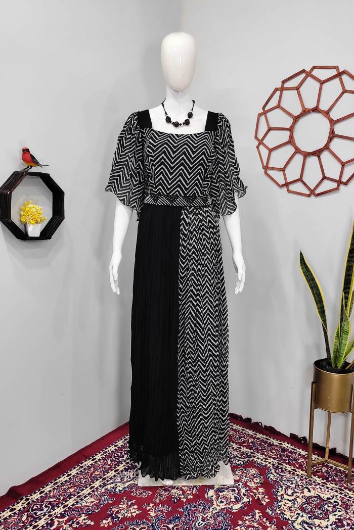 Black Blue Color Party Wear Designer Gown Kurti