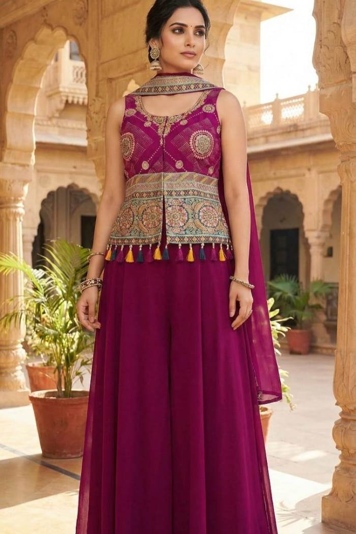 Wine Color Party Wear Special  Designer Outfit 