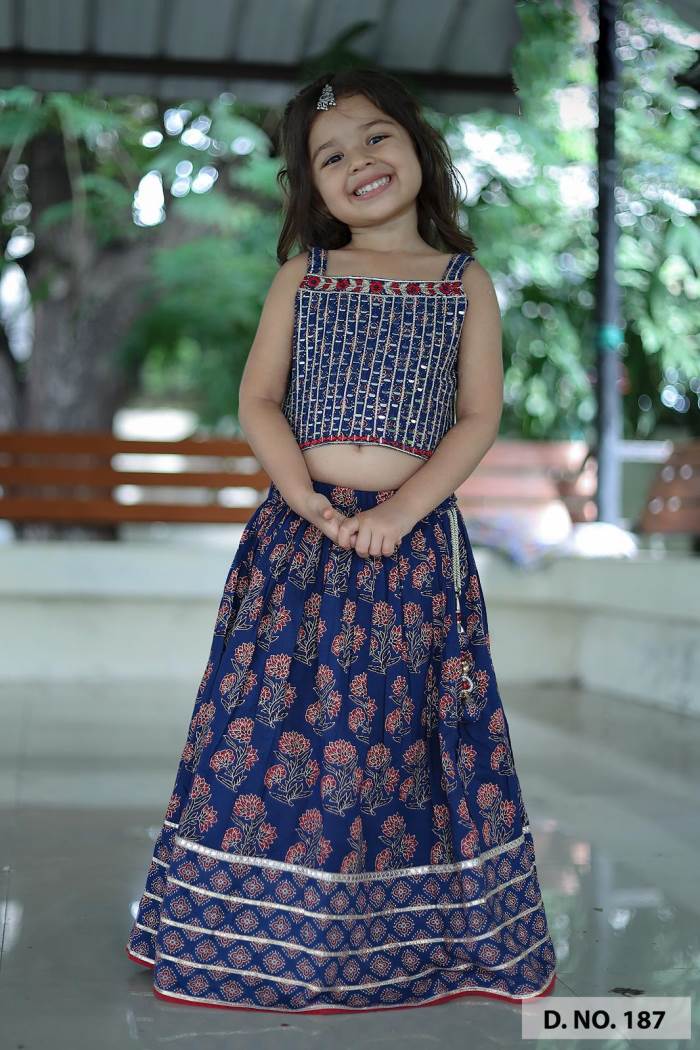 Blue Color Cotton Lehenga Choli