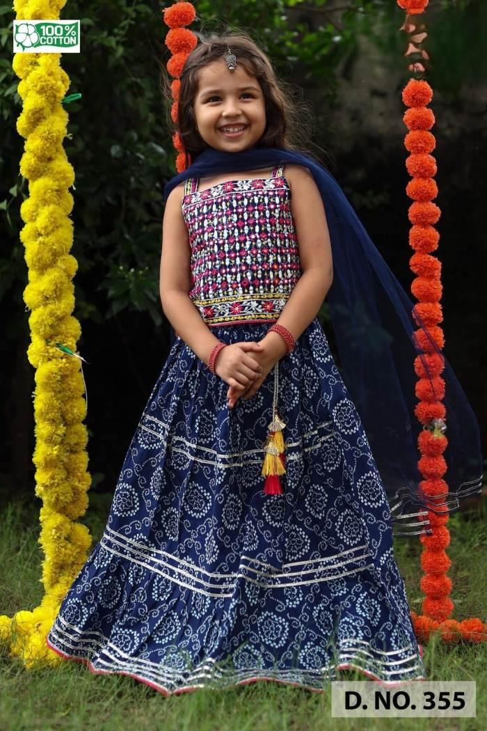 Blue Color Summer Wear Cotton Lehenga Choli