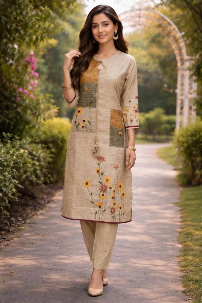 Pista Color Party Wear Designer Kurti Set