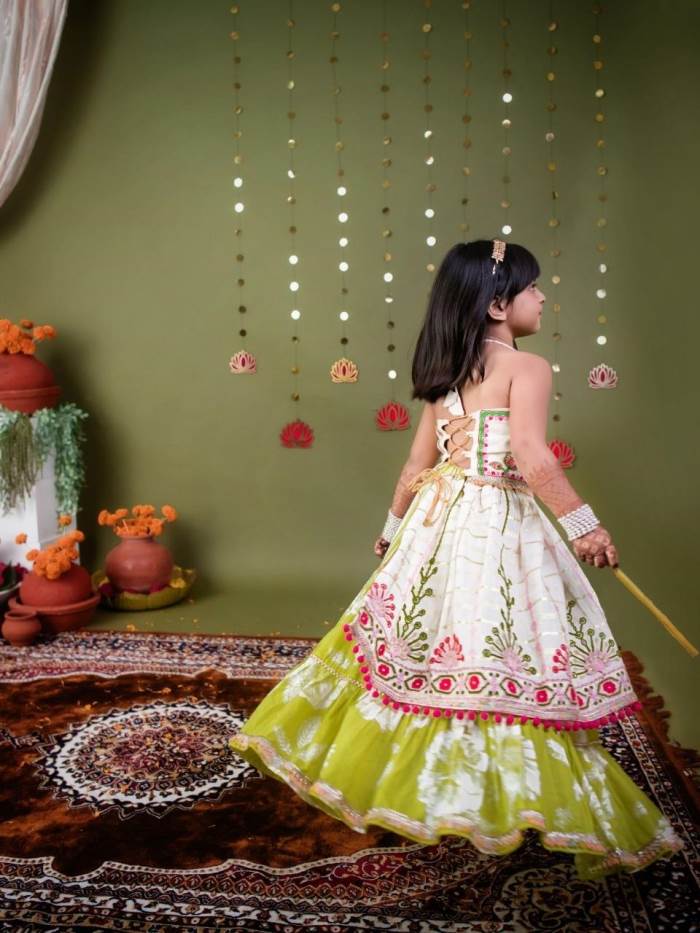 green Color Navratri Collection Designer Lehenga Choli