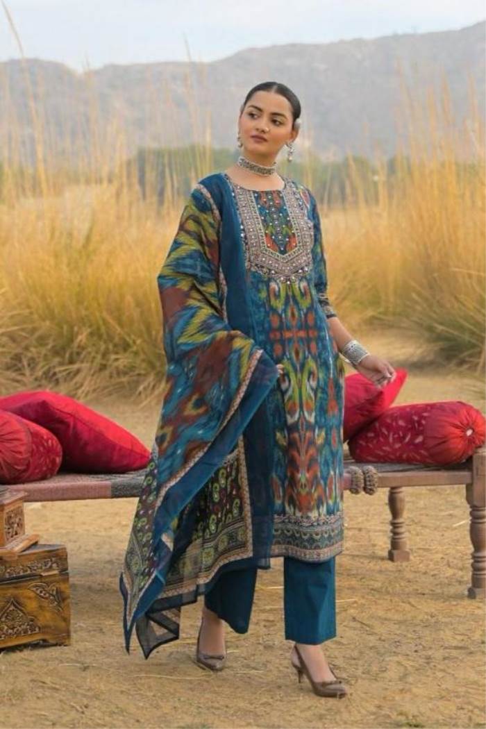 Blue Color Party Wear Designer Kurti Set