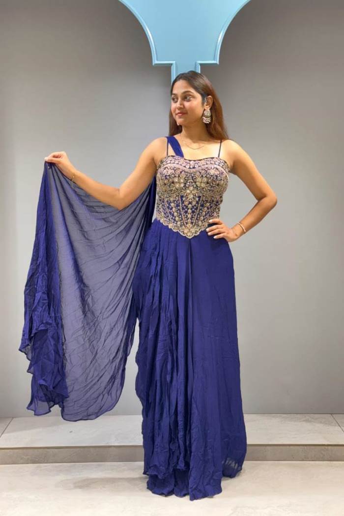 Purple Color Party Wear Designer Gown