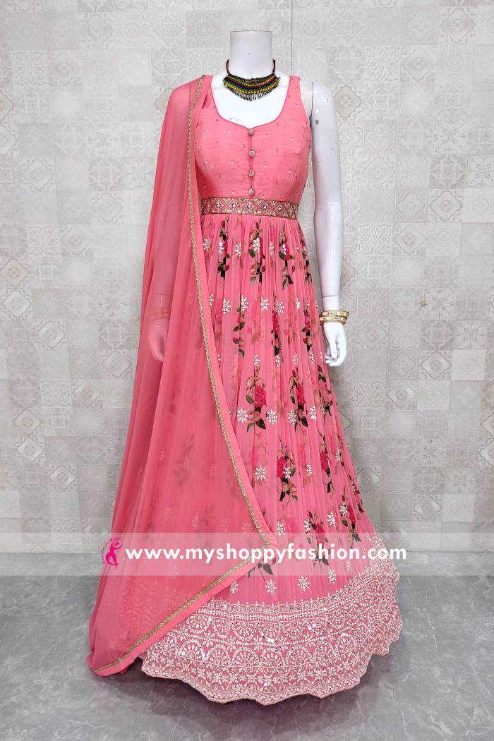 Pink Color party wear Gown