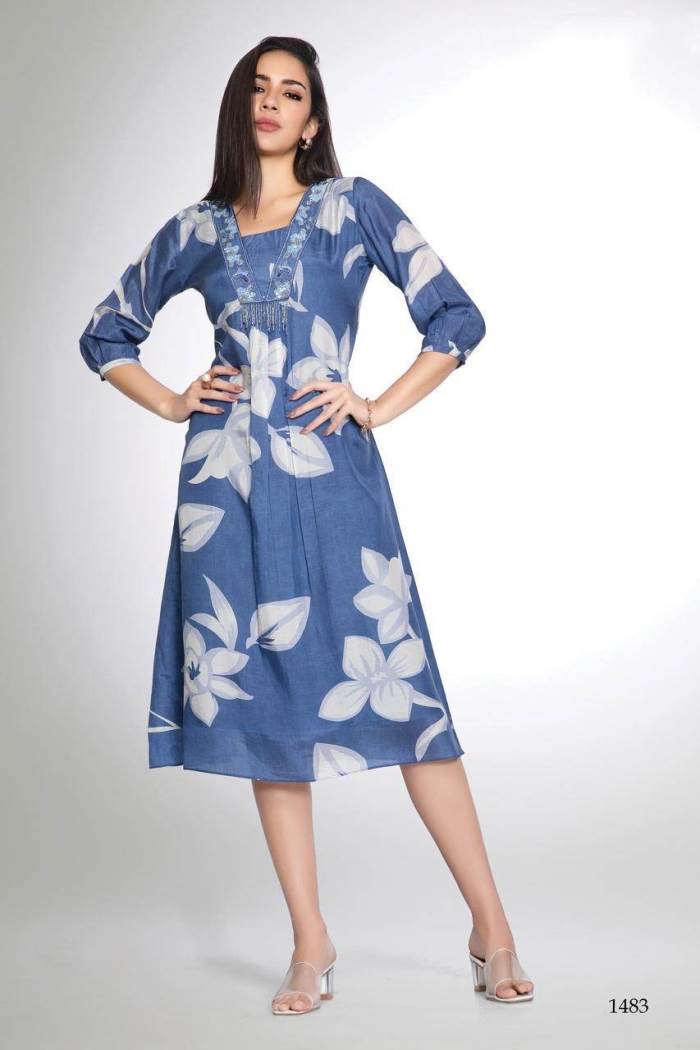 Blue color Designer casual wear kurti